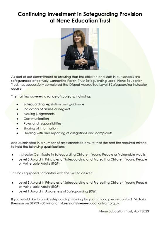 Continuing Investment in Safeguarding Provision at Nene Education Trust